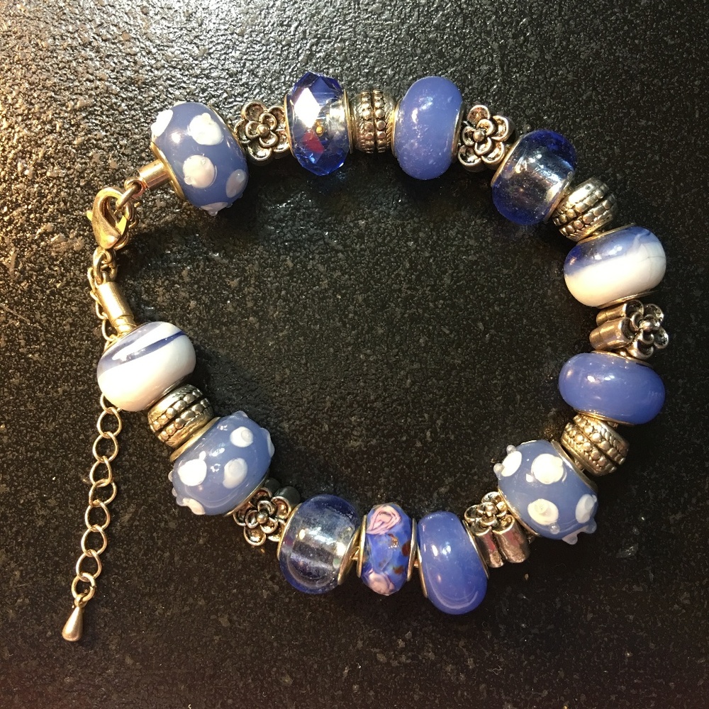 Light Blue European Bead Bracelet